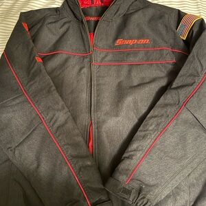 Snap Men's Gray Jacket with Red Accents